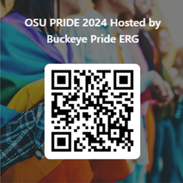 A QR code for registering to attend Ohio State's Pride Brunch.